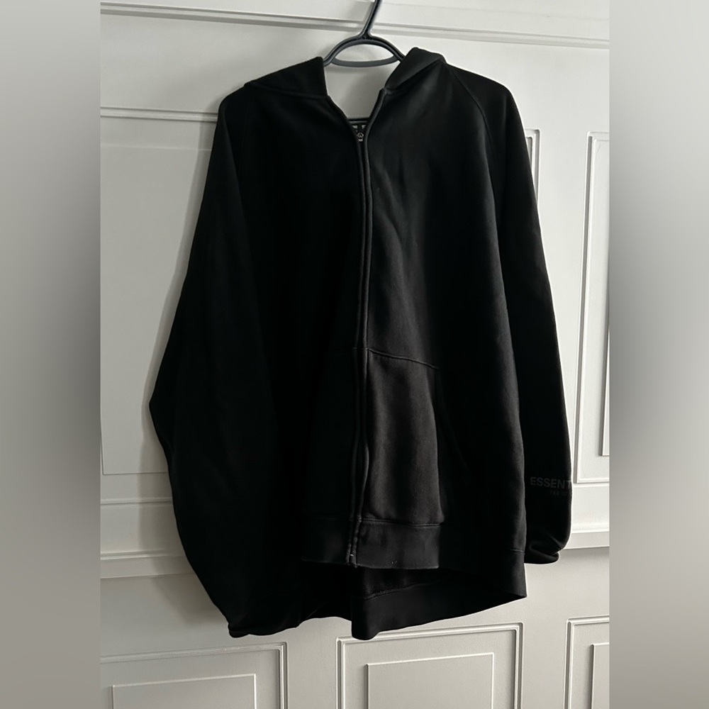 Essentials Men's Black charcoal zipper Hoodie Sweater
